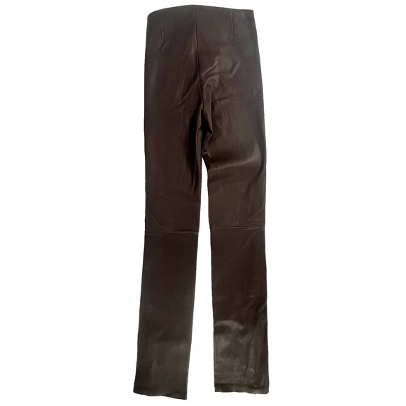 HELMUT LANG Womens Zip Lamb Leather Pants Wine Brown Size 2 (MSRP $1,095) NWT - Picture 2 of 16